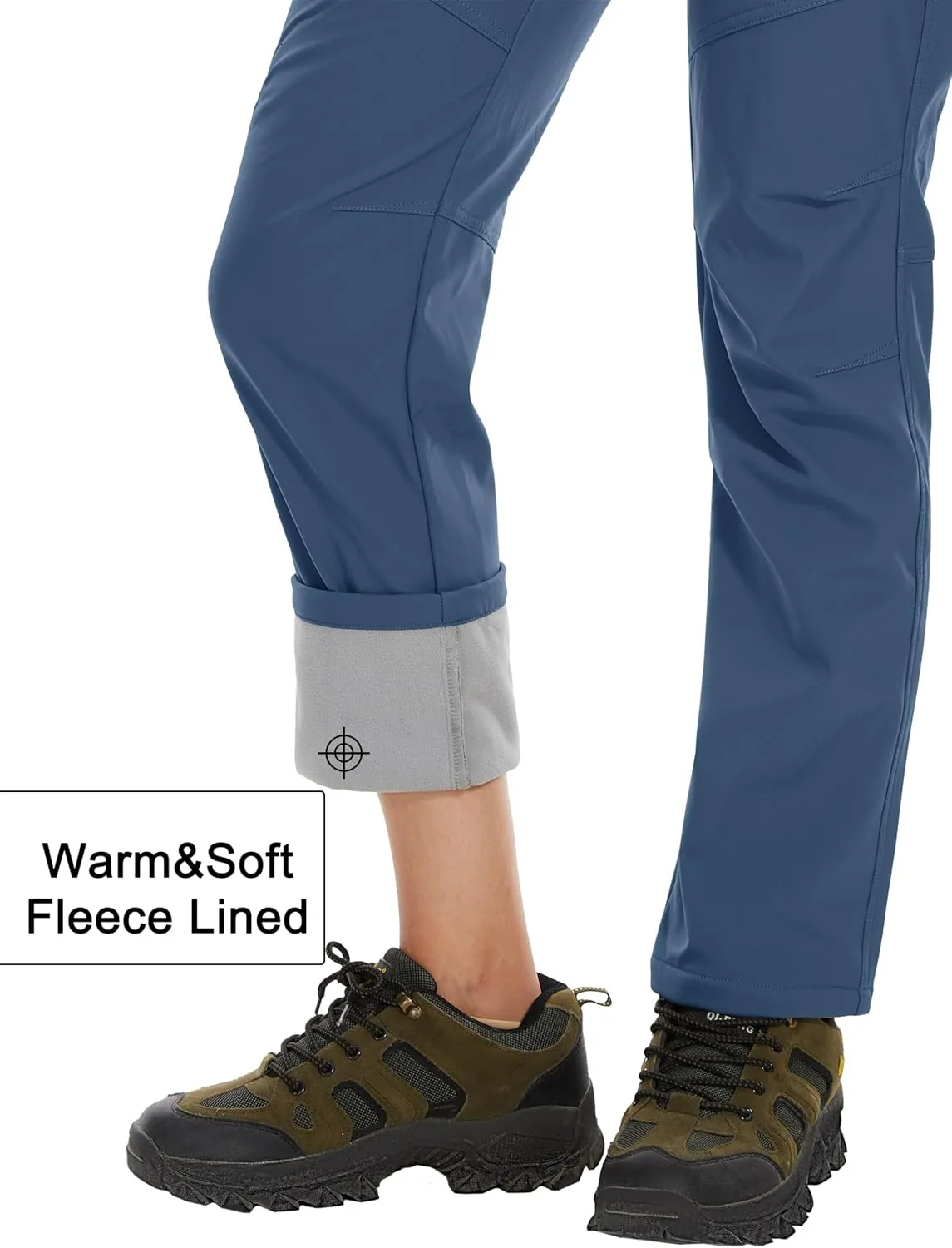 MAGCOMSEN Women's Fleece Lined Waterproof Insulated Softshell Pants Outdoor Snow Ski Pants Winter Warm Hiking Pants