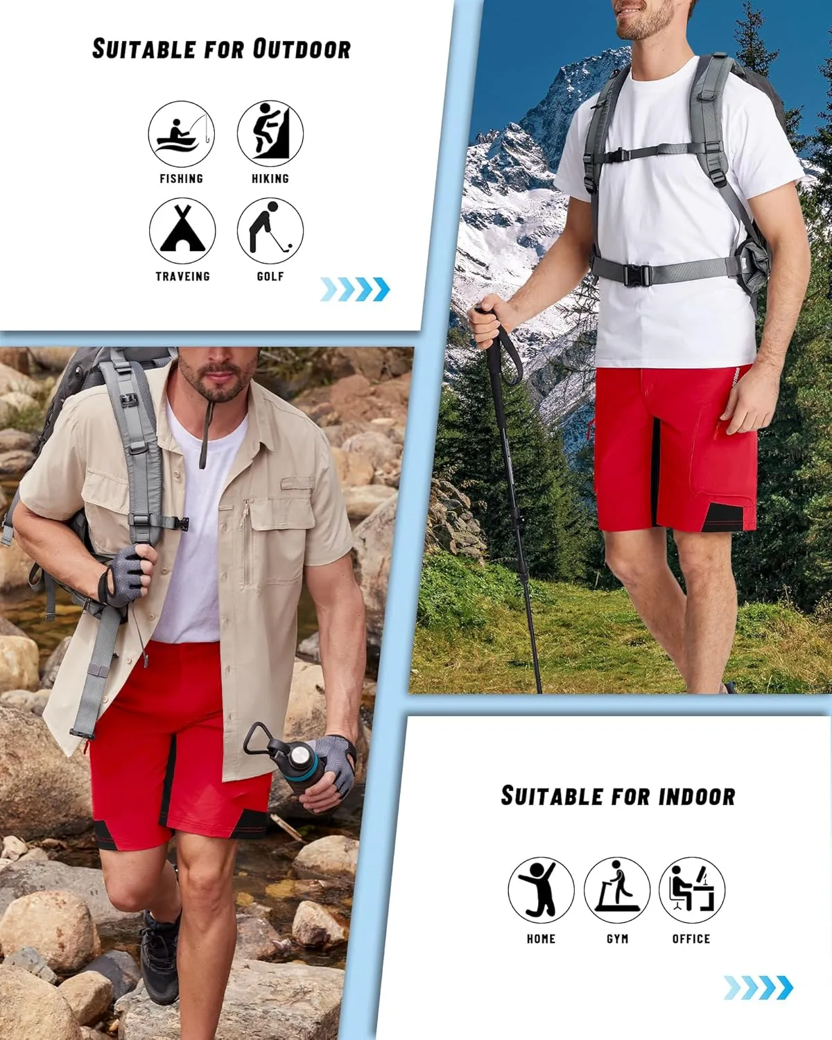 MAGNIVIT Men's Hiking Shorts Quick Dry Cargo Shorts Ripstop Tactical Water Repellent Work Shorts with Multi-Pockets