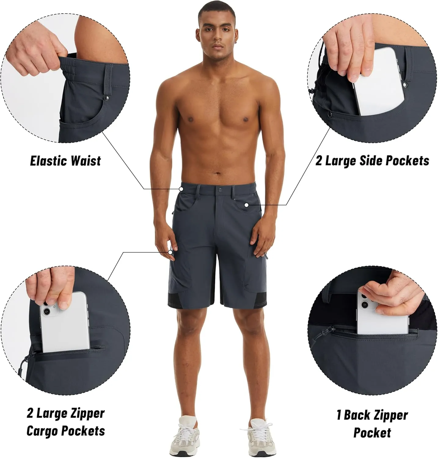 MAGNIVIT Men's Hiking Shorts Quick Dry Cargo Shorts Ripstop Tactical Water Repellent Work Shorts with Multi-Pockets