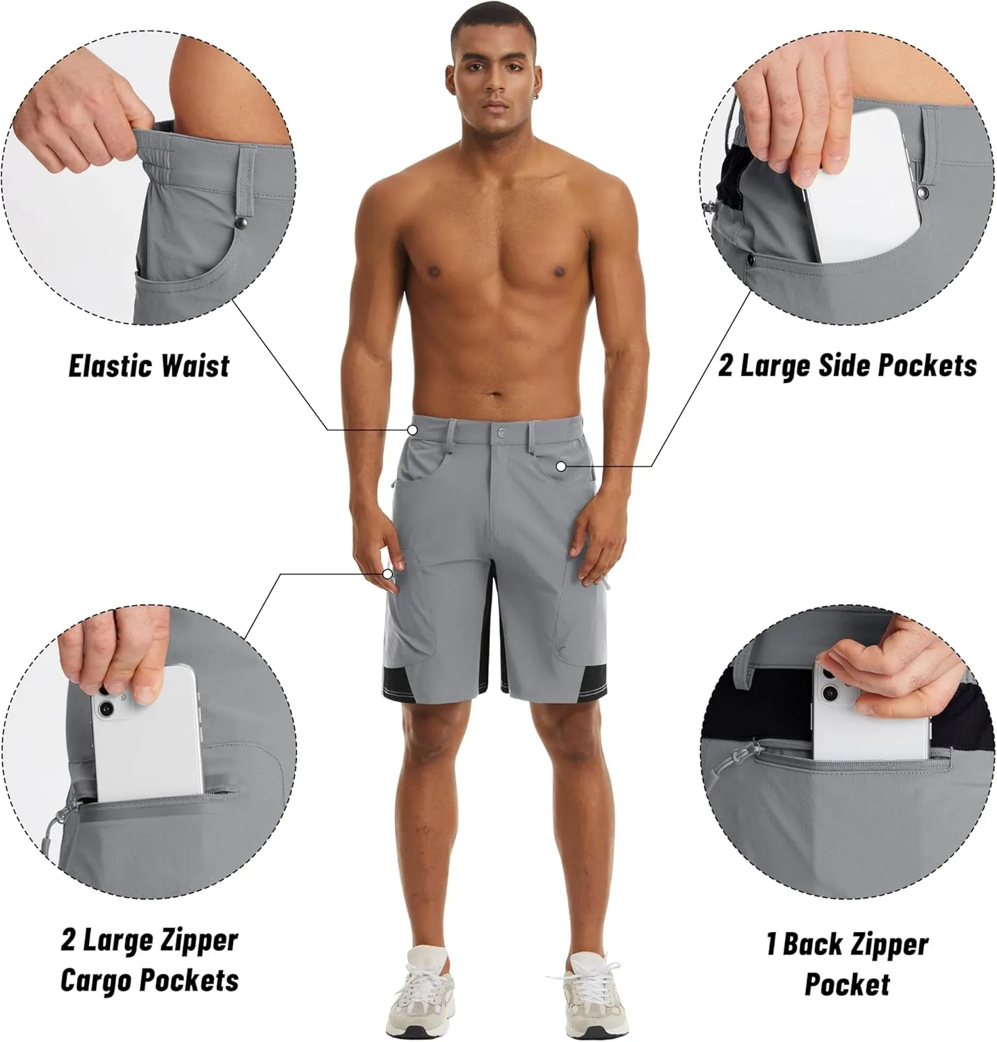 MAGNIVIT Men's Hiking Shorts Quick Dry Cargo Shorts Ripstop Tactical Water Repellent Work Shorts with Multi-Pockets