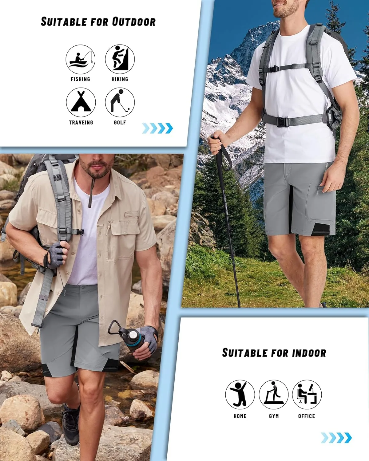 MAGNIVIT Men's Hiking Shorts Quick Dry Cargo Shorts Ripstop Tactical Water Repellent Work Shorts with Multi-Pockets