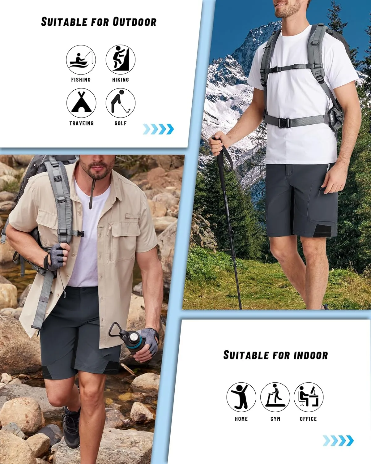 MAGNIVIT Men's Hiking Shorts Quick Dry Cargo Shorts Ripstop Tactical Water Repellent Work Shorts with Multi-Pockets