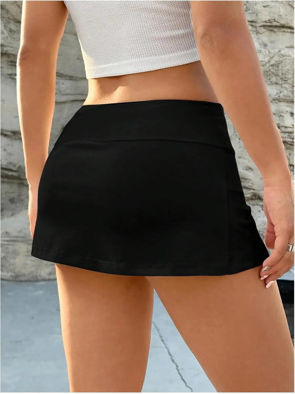 MakeMeChic Women's Mini Skirt with Shorts Y2K Pencil Micro Skort