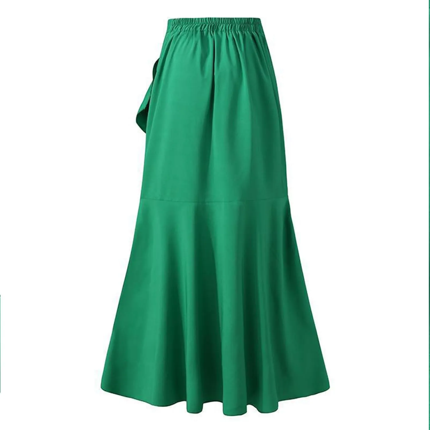 Maxi Skirt for Women Elegant High Waisted Side Slit Long Skirts Asymmetric Tiered Ruffle Hem A-Line Skirts