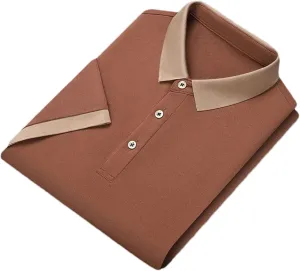 Men Solid Polo Shirt Summer Casual Short Sleeve Loose Moisture Wicking Quick-Dry Golf Shirt Tops
