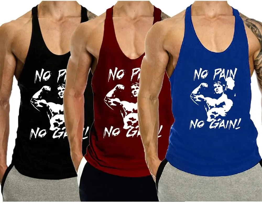 Mens 3 Pack Tank Tops Workout Gym Muscle Shirt Y-Back Fitness Bodybuilding Sleeveless T Shirt