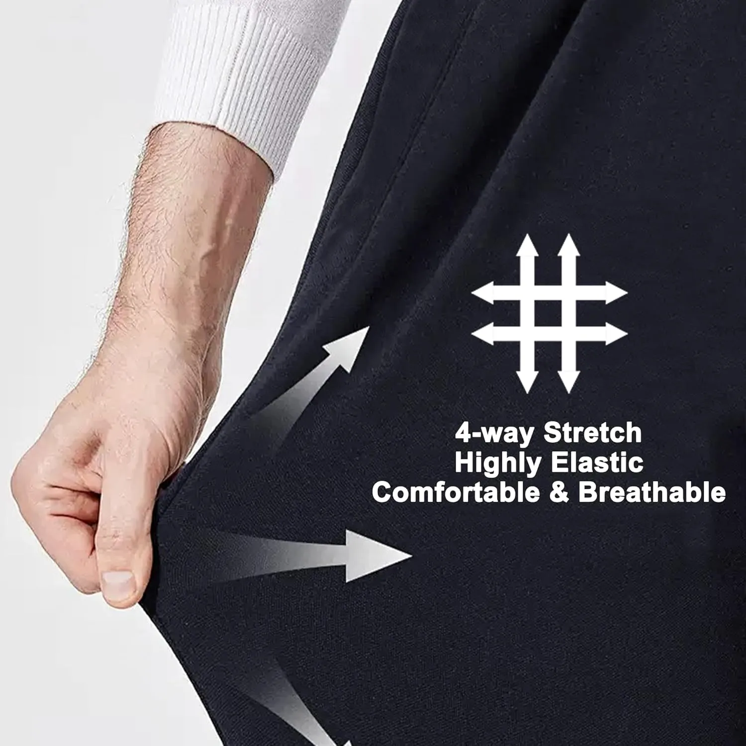 Men's 4-Way Stretch Straight Fit Flat Front Dress Pants Casual Pants Elastic Waist Chinos Pants