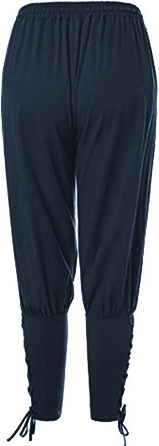 Men's Ankle Banded Pants Medieval Viking Navigator Pirate Costume Trousers Renaissance Gothic Pants