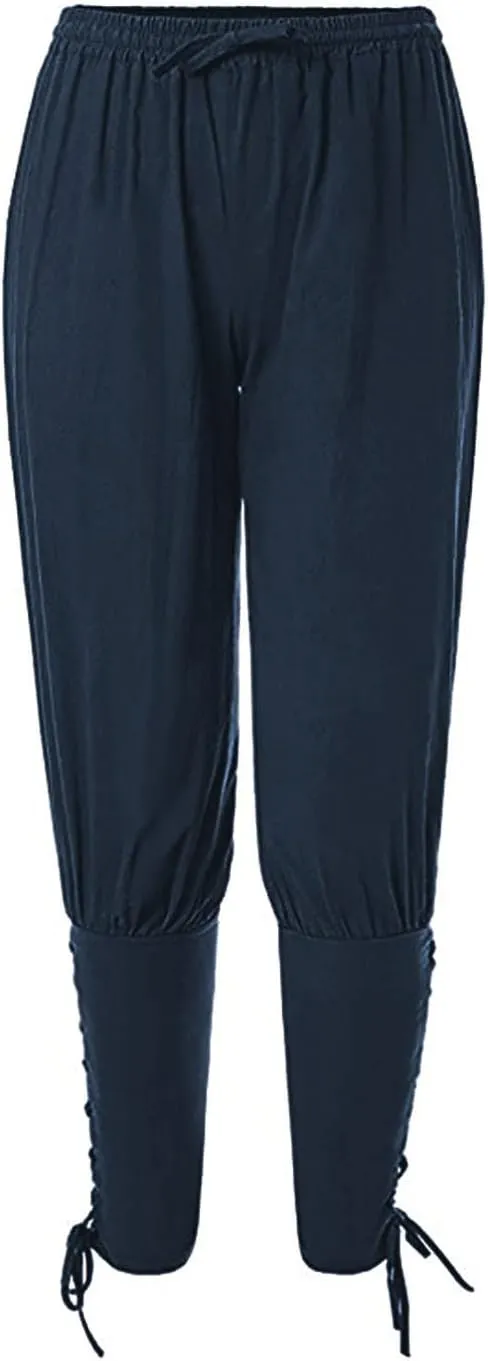 Men's Ankle Banded Pants Medieval Viking Navigator Pirate Costume Trousers Renaissance Gothic Pants