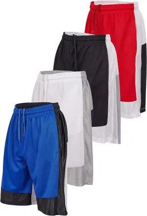 Mens Basketball Shorts with Pockets, Active Athletic Performance Gym Workout Shorts for Men Workout Shorts, 4 Pack