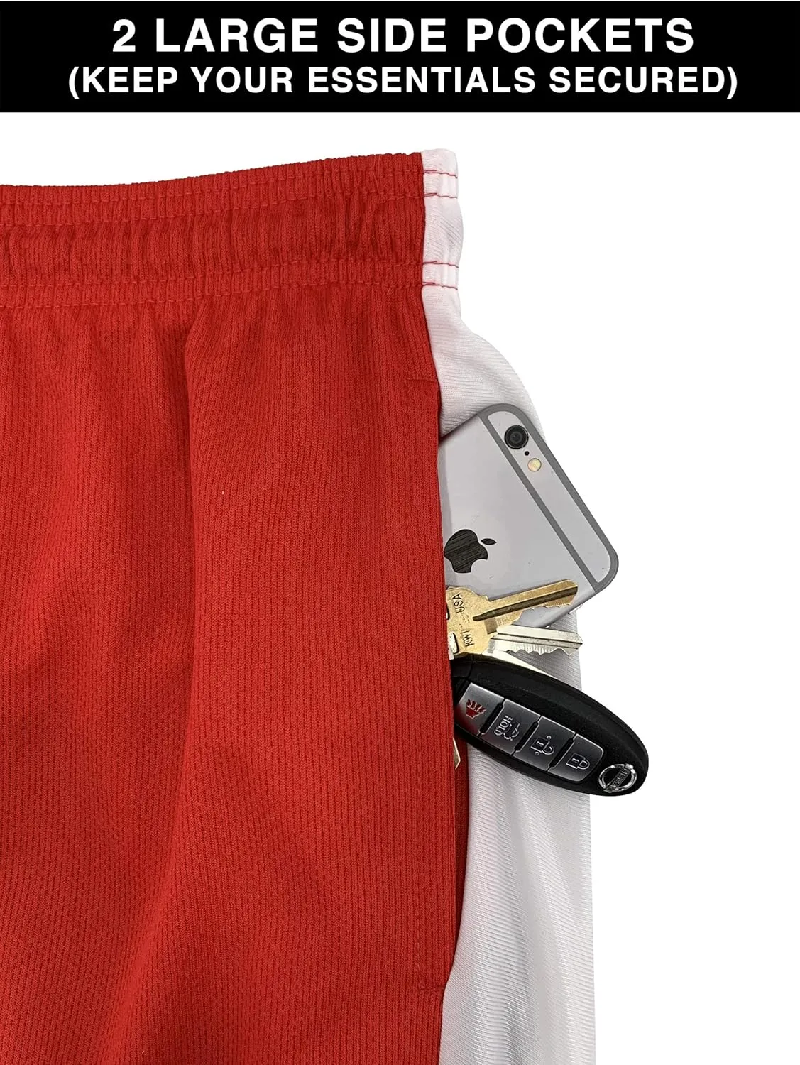 Mens Basketball Shorts with Pockets, Active Athletic Performance Gym Workout Shorts for Men Workout Shorts, 4 Pack
