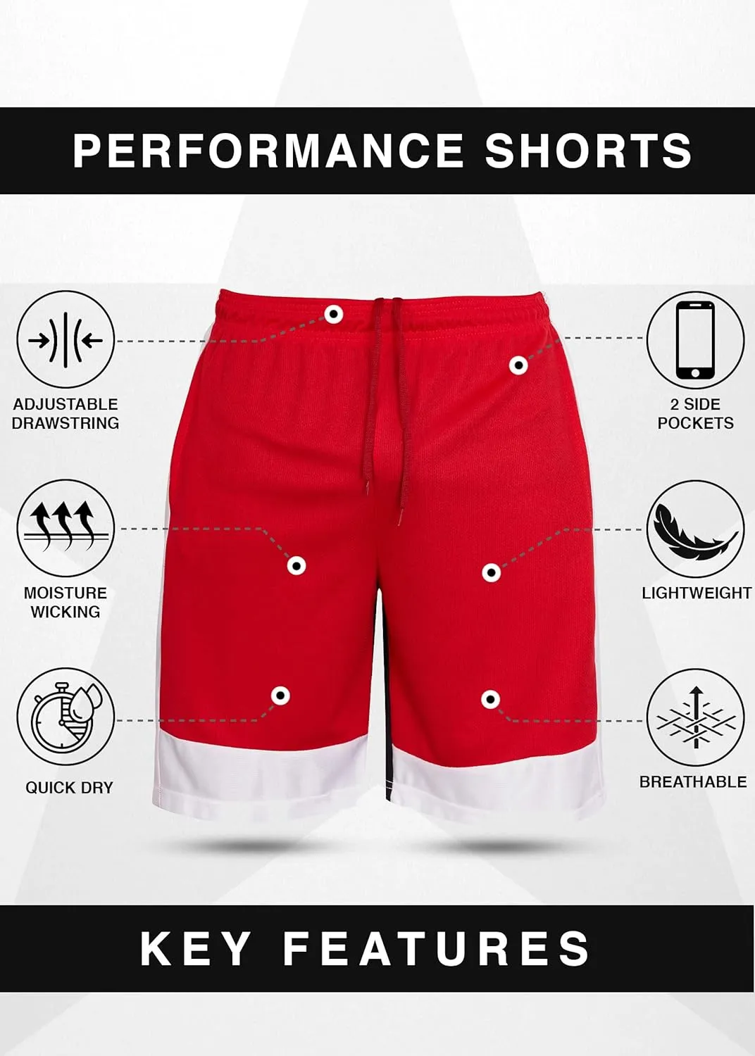 Mens Basketball Shorts with Pockets, Active Athletic Performance Gym Workout Shorts for Men Workout Shorts, 4 Pack