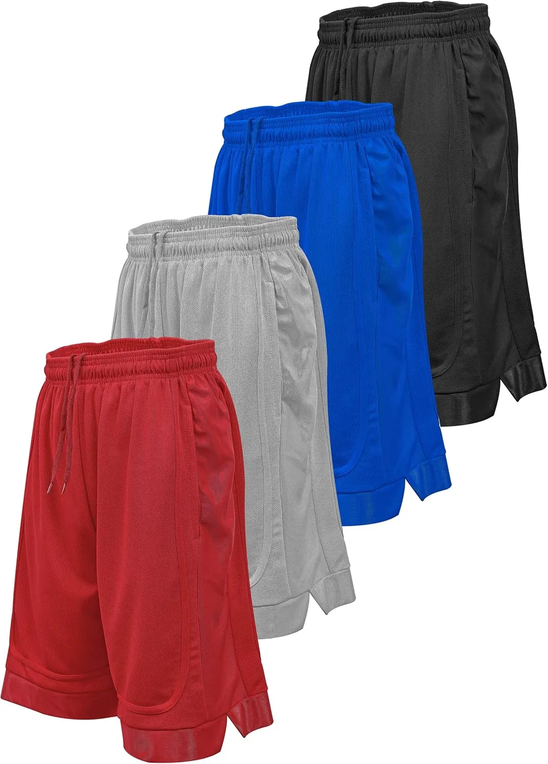 Mens Basketball Shorts with Pockets, Active Athletic Performance Gym Workout Shorts for Men Workout Shorts, 4 Pack