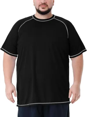 Mens Big and Tall Swim Shirt Sun Protection UPF 50  Rash Guard Quick Dry T-Shirt