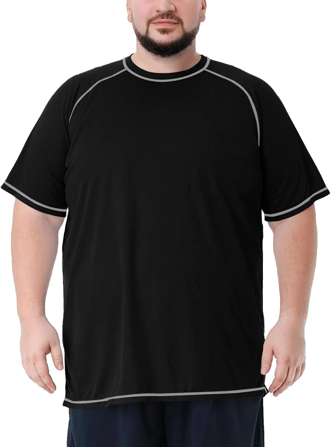 Mens Big and Tall Swim Shirt Sun Protection UPF 50  Rash Guard Quick Dry T-Shirt