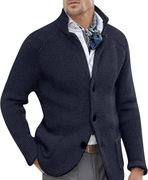 Mens Cardigan Sweater Cable Knit V Neck Button up Sweaters 2024 Winter Soft Warm Ribbed Cardigan Sweater Jacket with Pockets