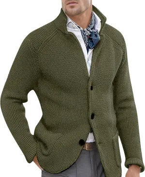 Mens Cardigan Sweater Cable Knit V Neck Button up Sweaters 2024 Winter Soft Warm Ribbed Cardigan Sweater Jacket with Pockets