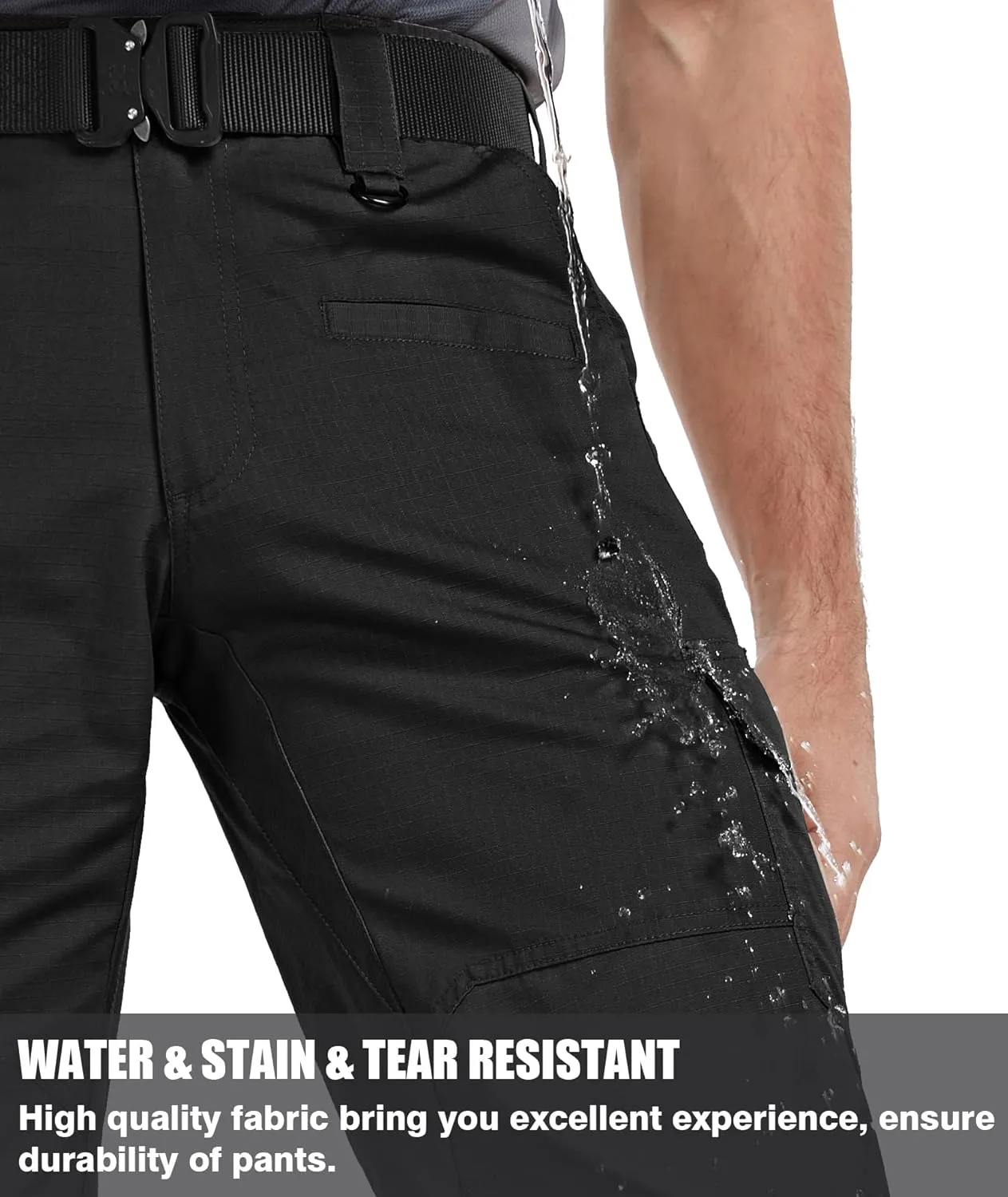 Men's Cargo Pants Ripstop Water Resistant Hiking Work Pants Outdoor Multi Pockets Army Tactical Pants (Not Belt)