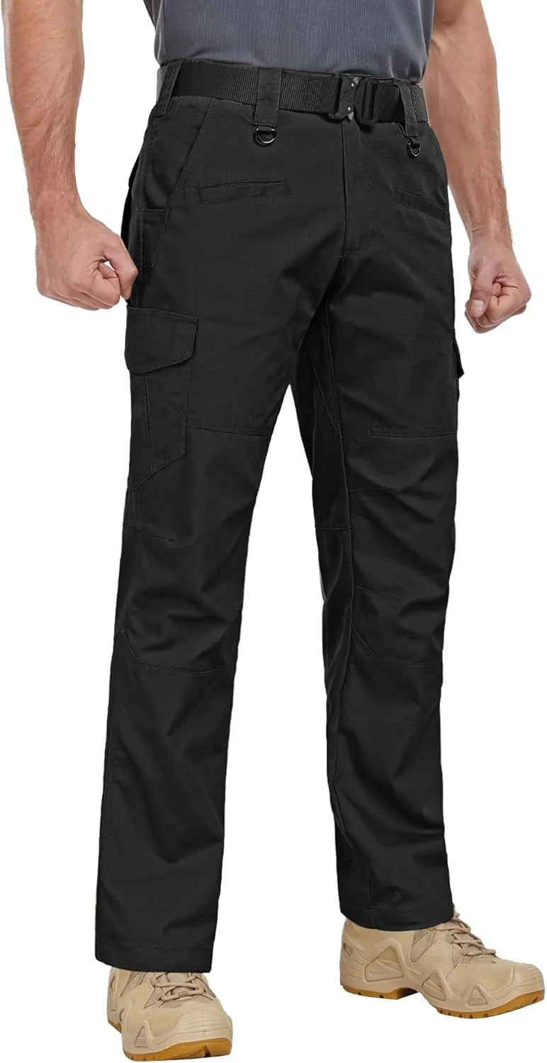 Men's Cargo Pants Ripstop Water Resistant Hiking Work Pants Outdoor Multi Pockets Army Tactical Pants (Not Belt)