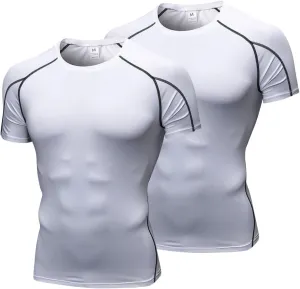 Men's Compression Shirt Short Sleeve Athletic Compression Tops Cool Dry Undershirts Baselayer Gym Workout T Shirt