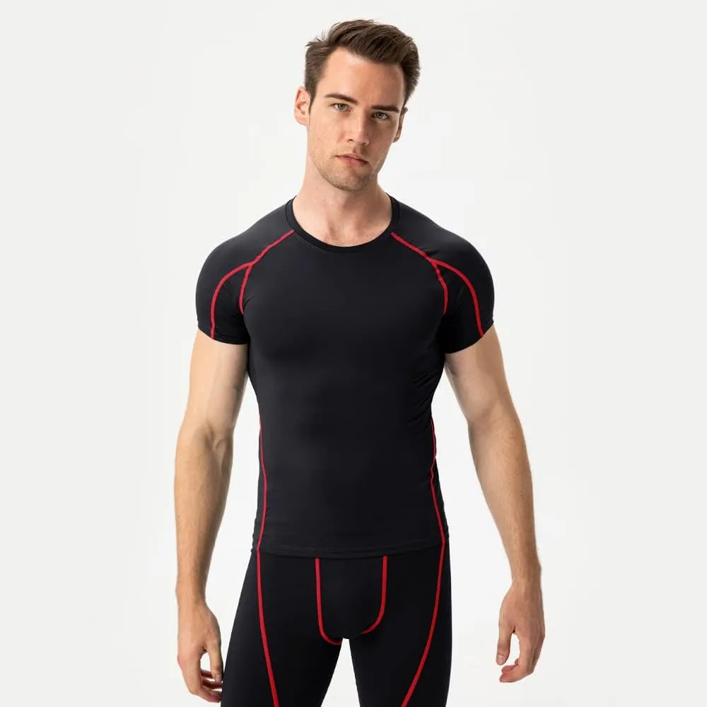 Men's Compression Shirt Short Sleeve Athletic Compression Tops Cool Dry Undershirts Baselayer Gym Workout T Shirt