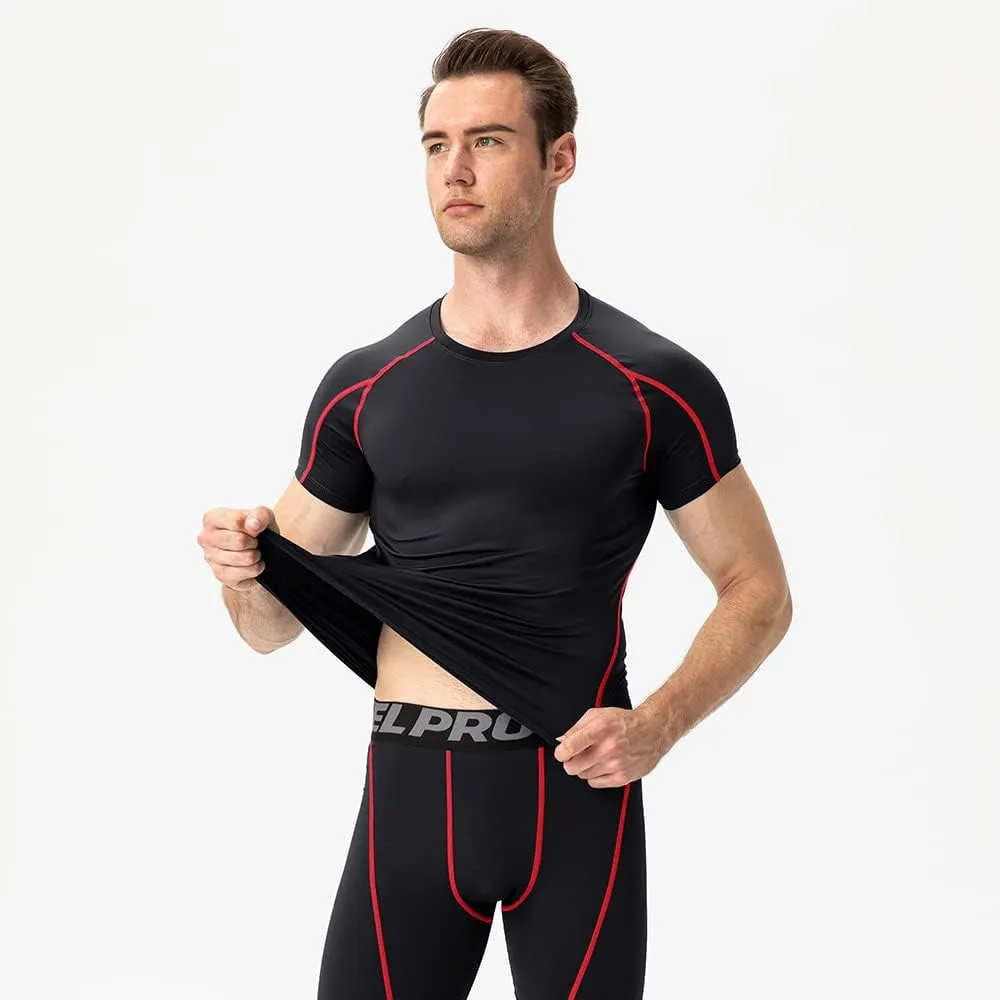 Men's Compression Shirt Short Sleeve Athletic Compression Tops Cool Dry Undershirts Baselayer Gym Workout T Shirt