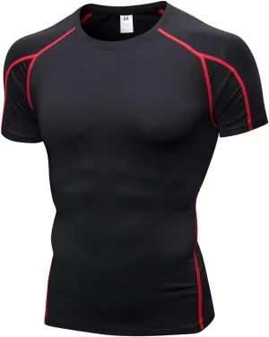Men's Compression Shirt Short Sleeve Athletic Compression Tops Cool Dry Undershirts Baselayer Gym Workout T Shirt