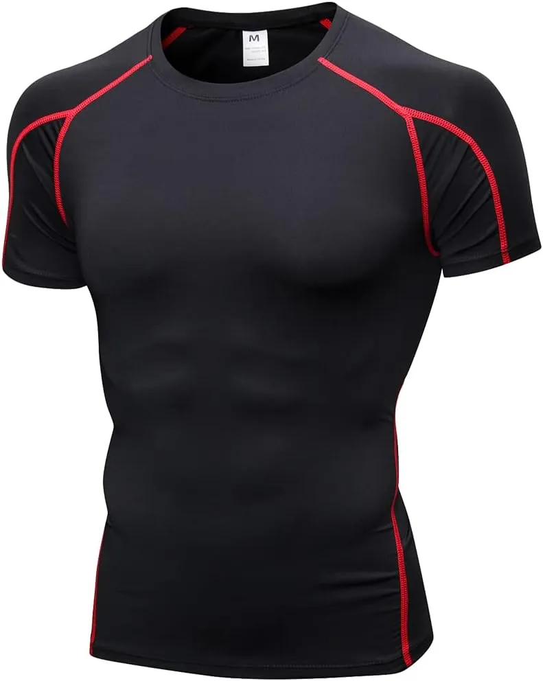 Men's Compression Shirt Short Sleeve Athletic Compression Tops Cool Dry Undershirts Baselayer Gym Workout T Shirt