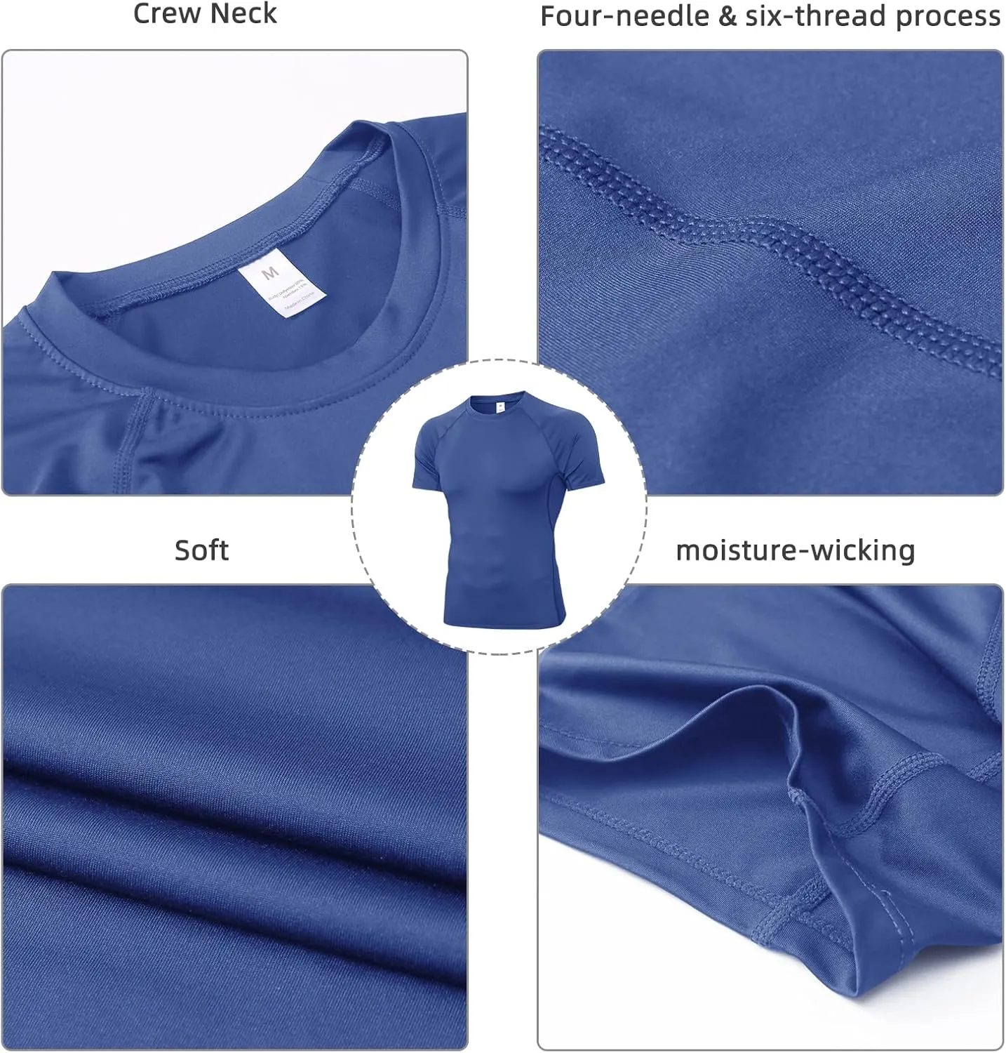 Men's Compression Shirt Short Sleeve Athletic Workout T Shirt Quick Dry Undershirts Baselayer Gym Tops