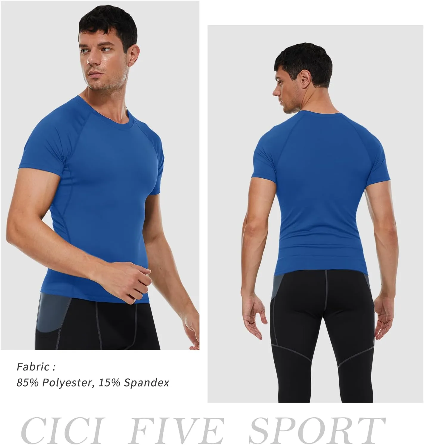 Men's Compression Shirt Short Sleeve Athletic Workout T Shirt Quick Dry Undershirts Baselayer Gym Tops