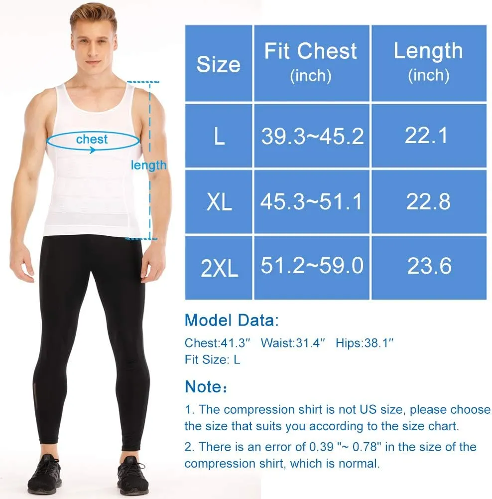 Mens Compression Shirt to Hide Gynecomastia Moobs Slimming Body Shaper Vest
