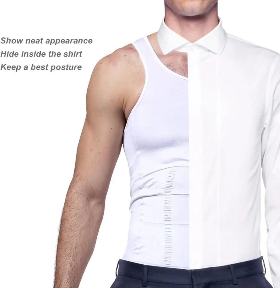 Mens Compression Shirt to Hide Gynecomastia Moobs Slimming Body Shaper Vest