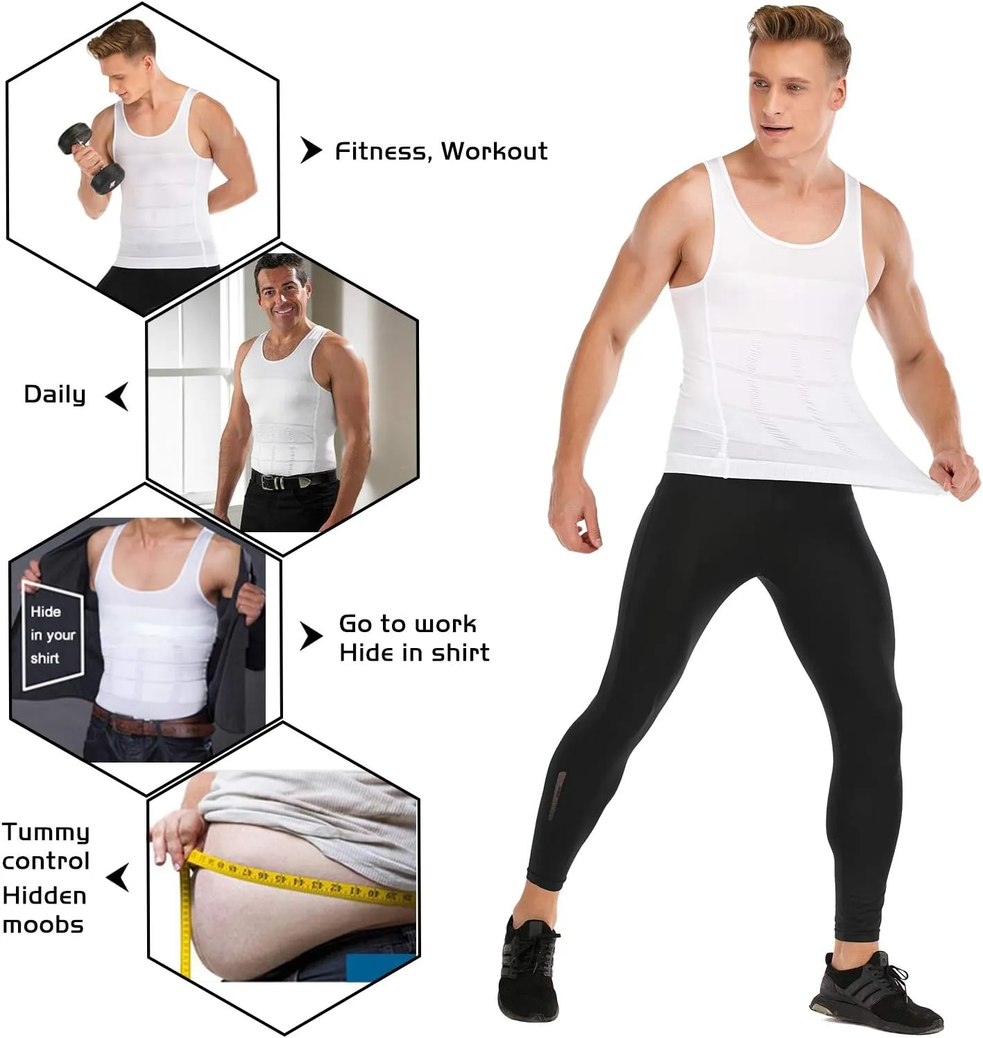 Mens Compression Shirt to Hide Gynecomastia Moobs Slimming Body Shaper Vest