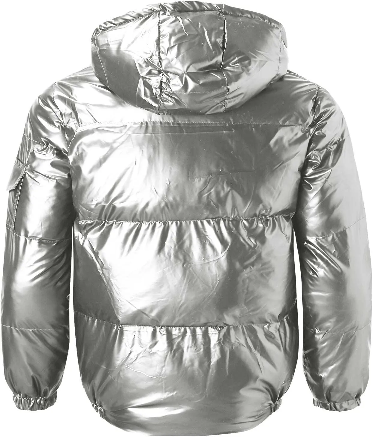 Men's Down Jackets & Coats Puffer Solid Coat Shiny Reflective Cotton Padded Hooded Trendy Plus Size Bubble Jacket for Men