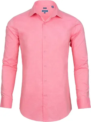 Men's Dress Shirt Long Sleeve Stretch Wrinkle-Resistant Formal Shirt Business Casual Heather Button Down Shirts