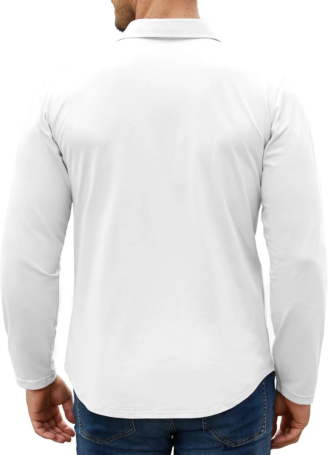 Men's Dress Shirt Slim Fit Button Down Shirt Long Sleeve No Cuff-Links Four Way Stretch Muscle Shirts for Men