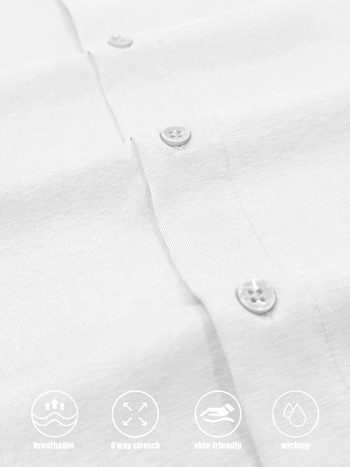 Men's Dress Shirt Slim Fit Button Down Shirt Long Sleeve No Cuff-Links Four Way Stretch Muscle Shirts for Men