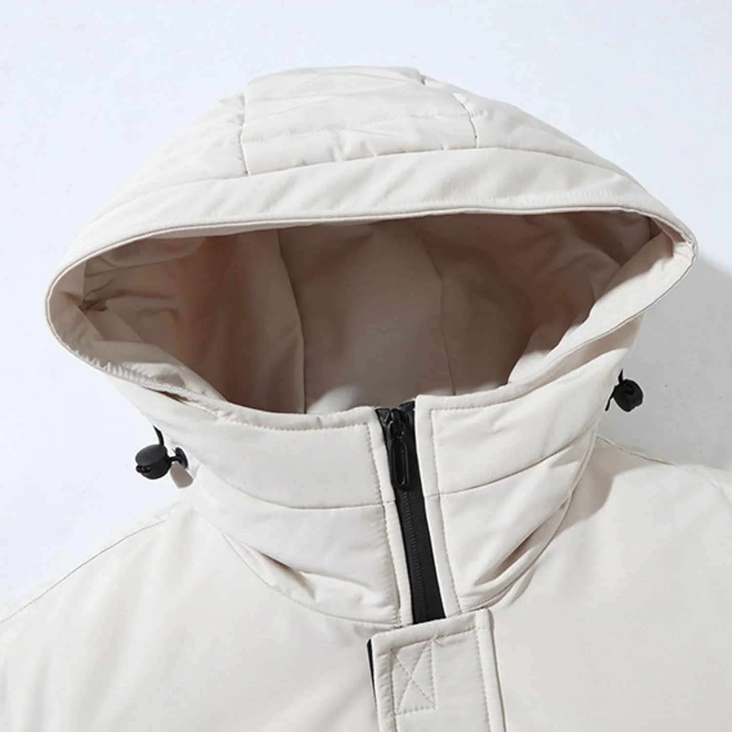Mens Duck Puffer Jacket Hooded Padded Jacket Work Jacket Winter Insulated Down Jacket Thicken Outdoor Cotton Coat