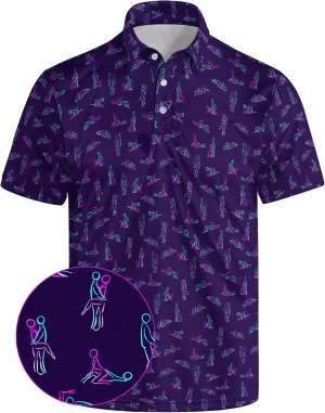 Mens Golf Polo Shirts - Hawaiian Print Golf Shirt for Men Quick-Dry Moisture Wicking Casual Breathable Polo Shirt