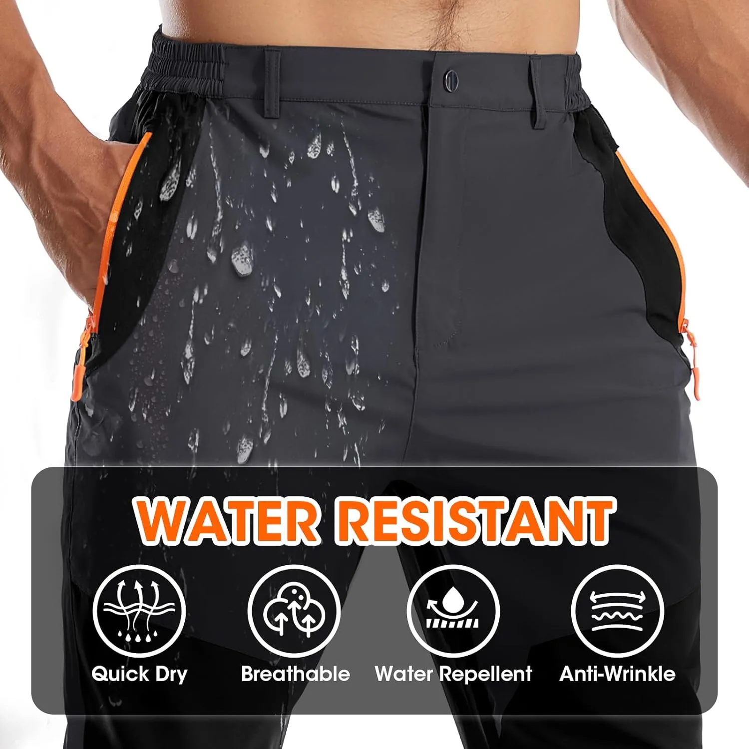 Men's Hiking Pants Lightweight Cargo Pants Quick Dry Water Resistant Outdoor Pants for Work Fishing Climbing