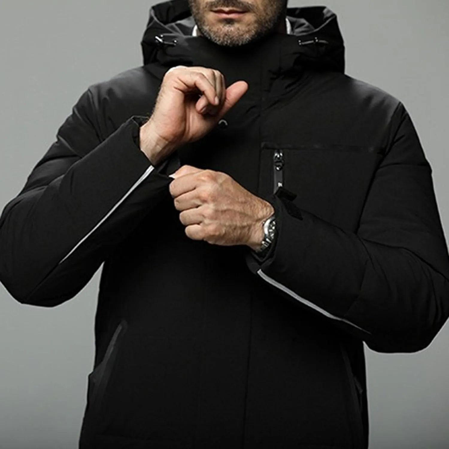 Men's Hoodie Long Down Jacket Windproof Insulated Warm Male Puffer Jackets Winter Thicken Solid Puffy Coat