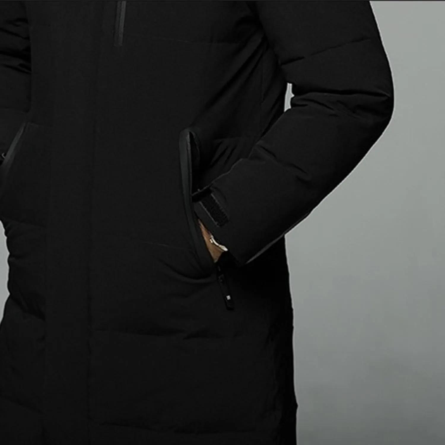 Men's Hoodie Long Down Jacket Windproof Insulated Warm Male Puffer Jackets Winter Thicken Solid Puffy Coat