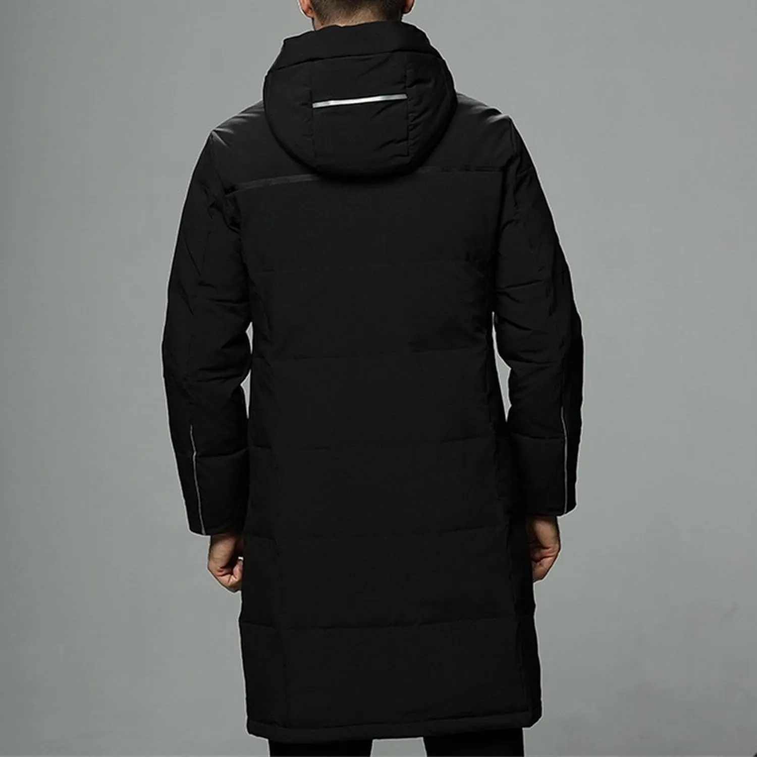 Men's Hoodie Long Down Jacket Windproof Insulated Warm Male Puffer Jackets Winter Thicken Solid Puffy Coat