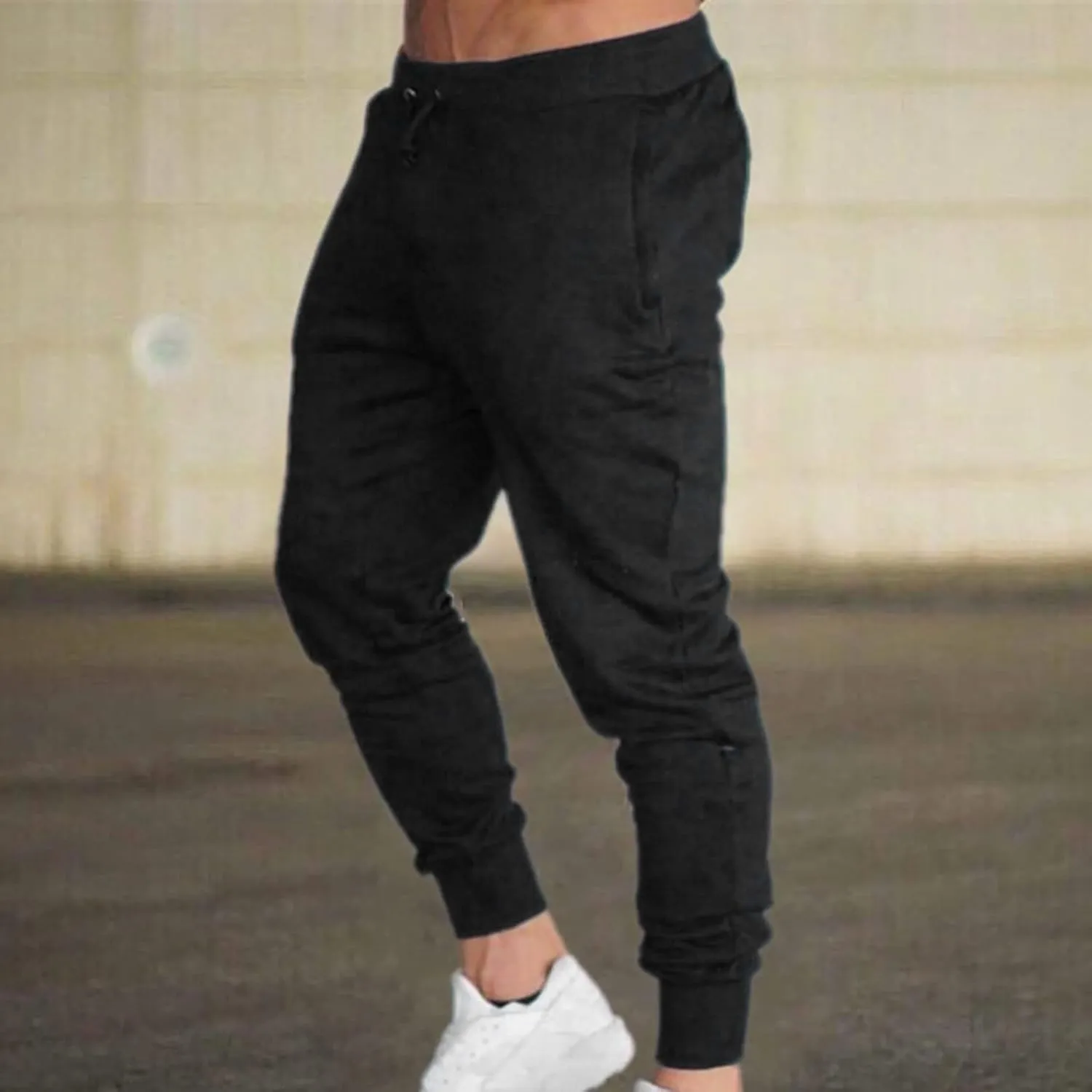 Men's Joggers Heavyweight Cargo Fleece Sweatpants Stretch Elastic Waist Trousers Drawstring Loose Pants with Pockets