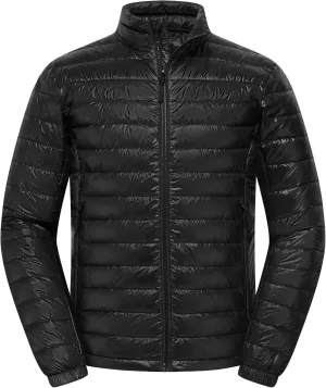 Mens Lightweight Down Jacket Water Resistant Puffer Insulated Warm Winter Coat with Pockets