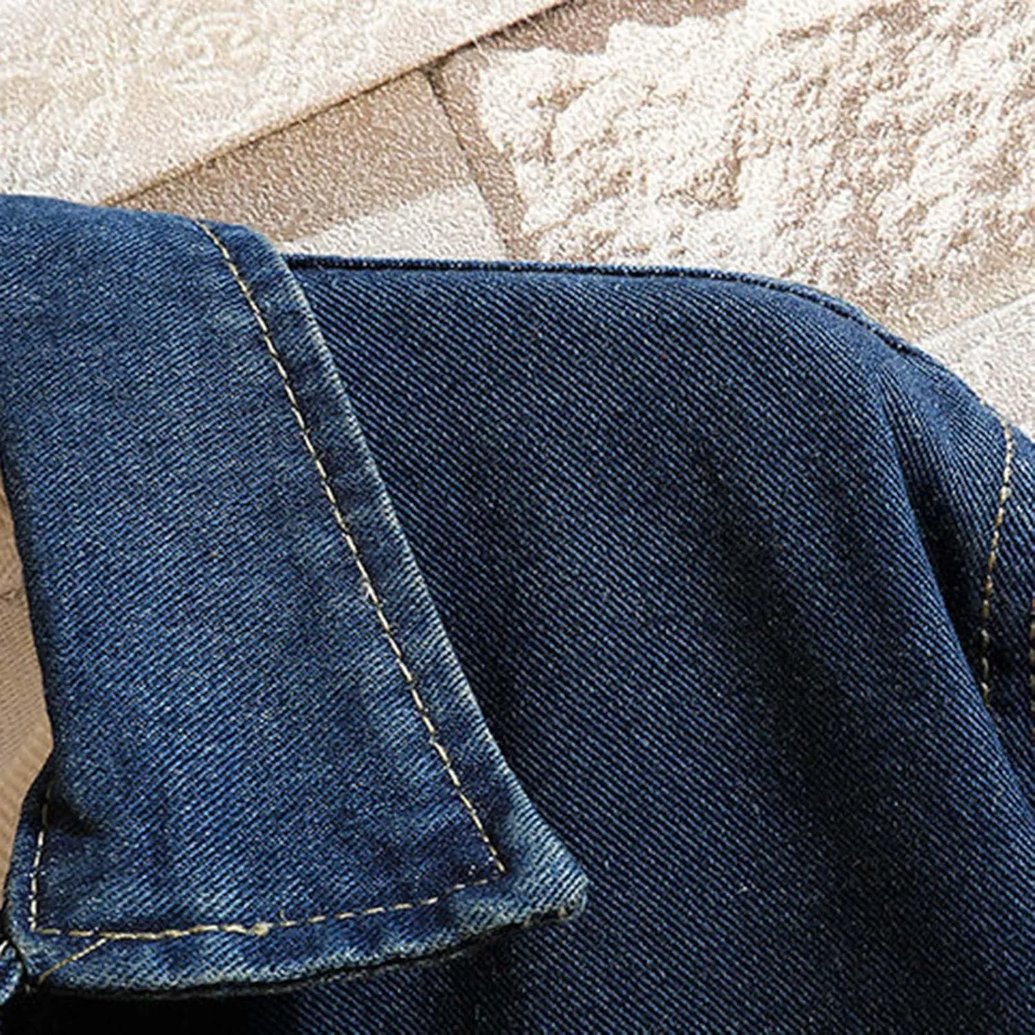 Mens Ripped Jeans Jacket Casual Denim Trench Coat Long Coat Jacket for Men Denim