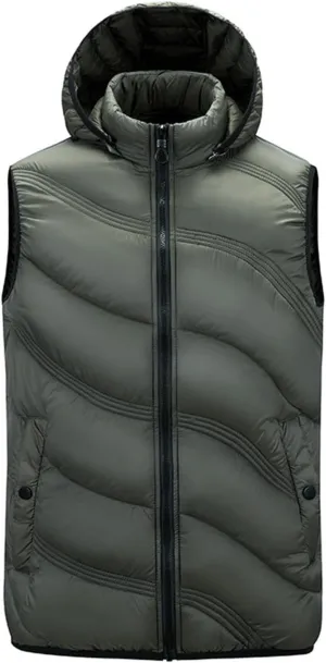 Men's Snow Waistcoat Fall Winter Warm Cotton Padded Sleeveless Jackets Plus Size Zipper Vest Coat Overcoat Outwear