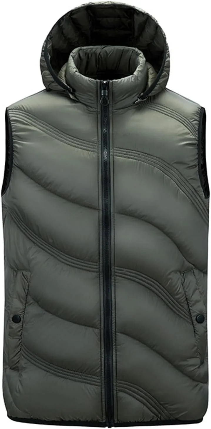 Men's Snow Waistcoat Fall Winter Warm Cotton Padded Sleeveless Jackets Plus Size Zipper Vest Coat Overcoat Outwear