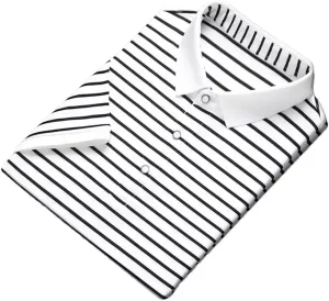 Men's Striped Cotton T-Shirt Business Casual Polo Shirt Short Sleeved Breathable Quick-Dry Tee Tops