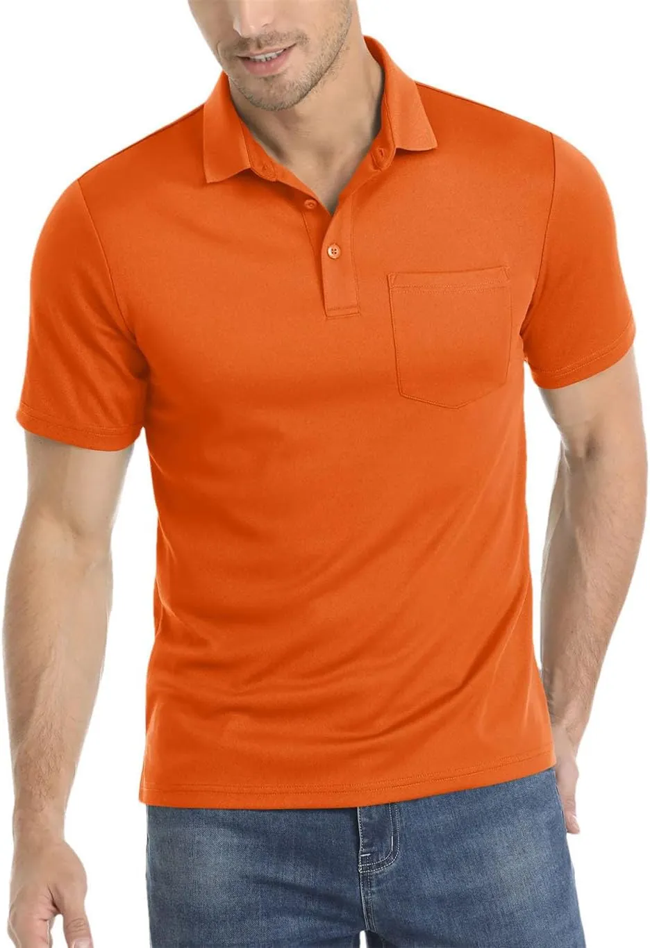 Men's Summer Quick Dry Polos T-Shirts Breathable Sport Hiking Tee Shirts Casual Golf Tennis Tops with Pocket